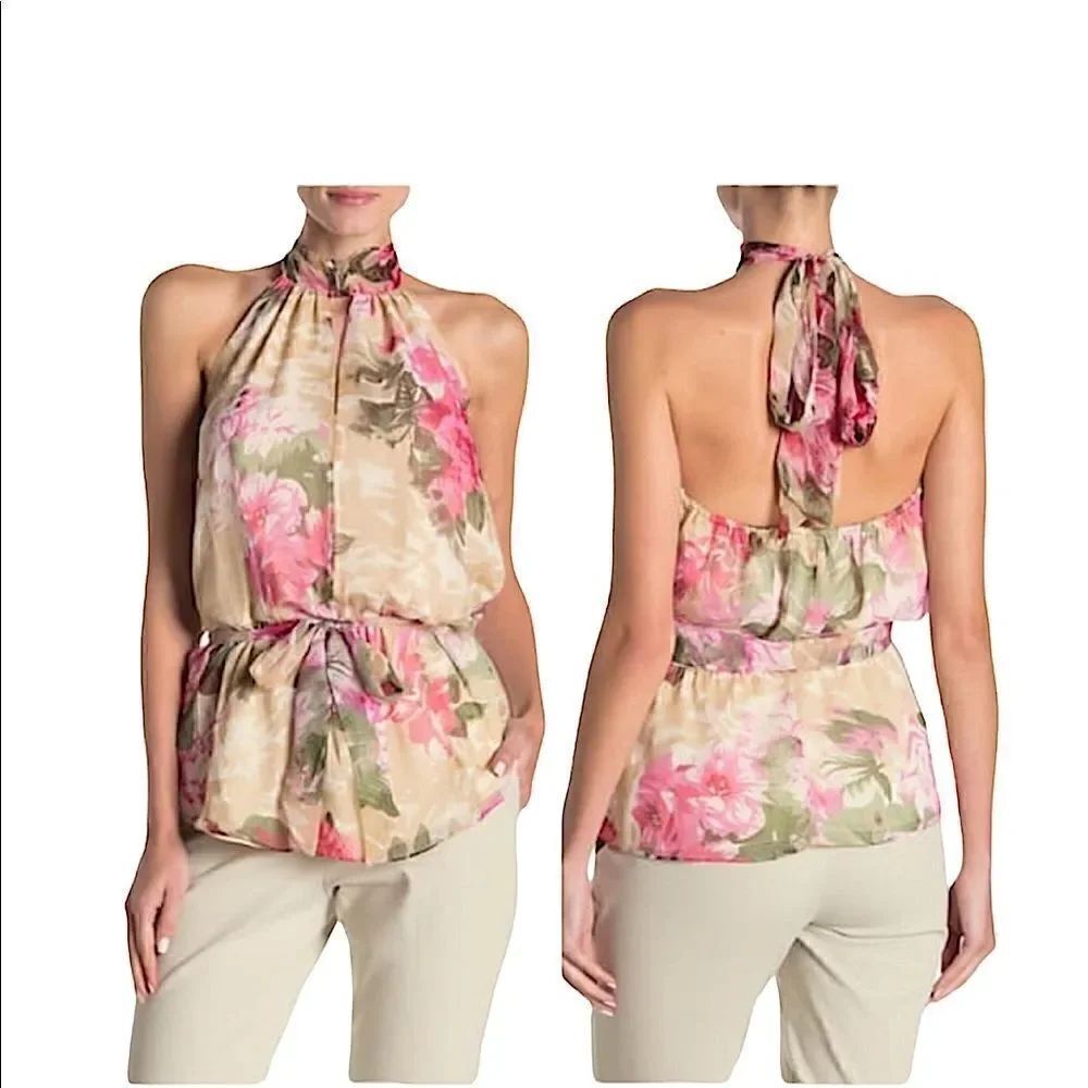 Walter Baker Jannet Sheet Floral Print Halter Top